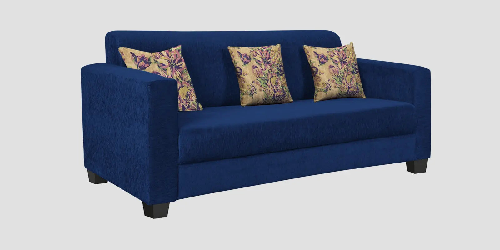 Lipu Fabric 3 Seater Sofa In Royal Blue Colour Febonic Living