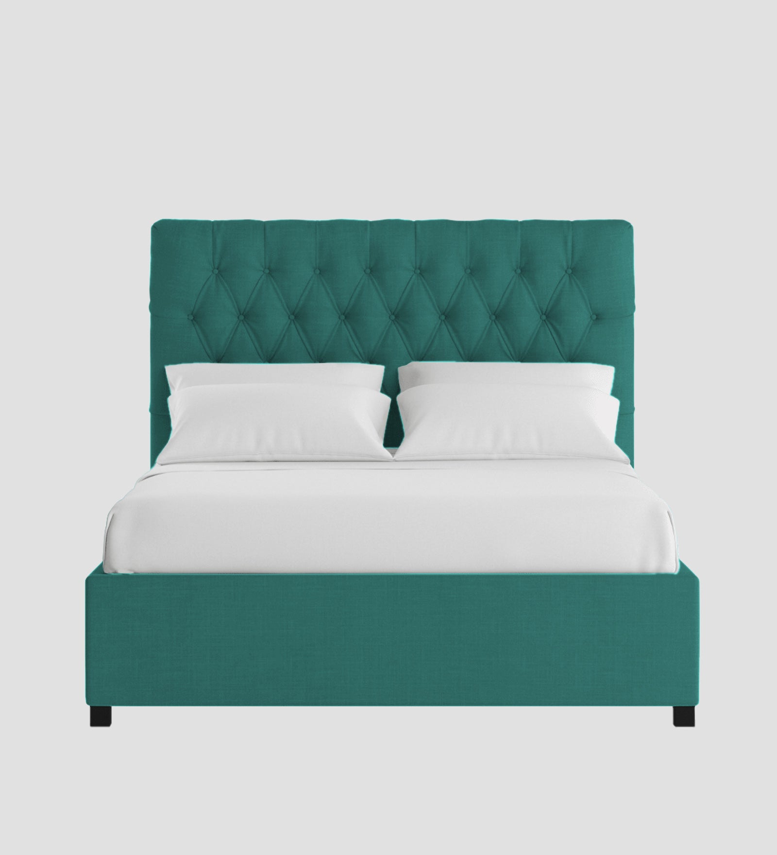 Isko Fabric King Size Bed In Sea Green Colour With Storage Box - Febonic Living