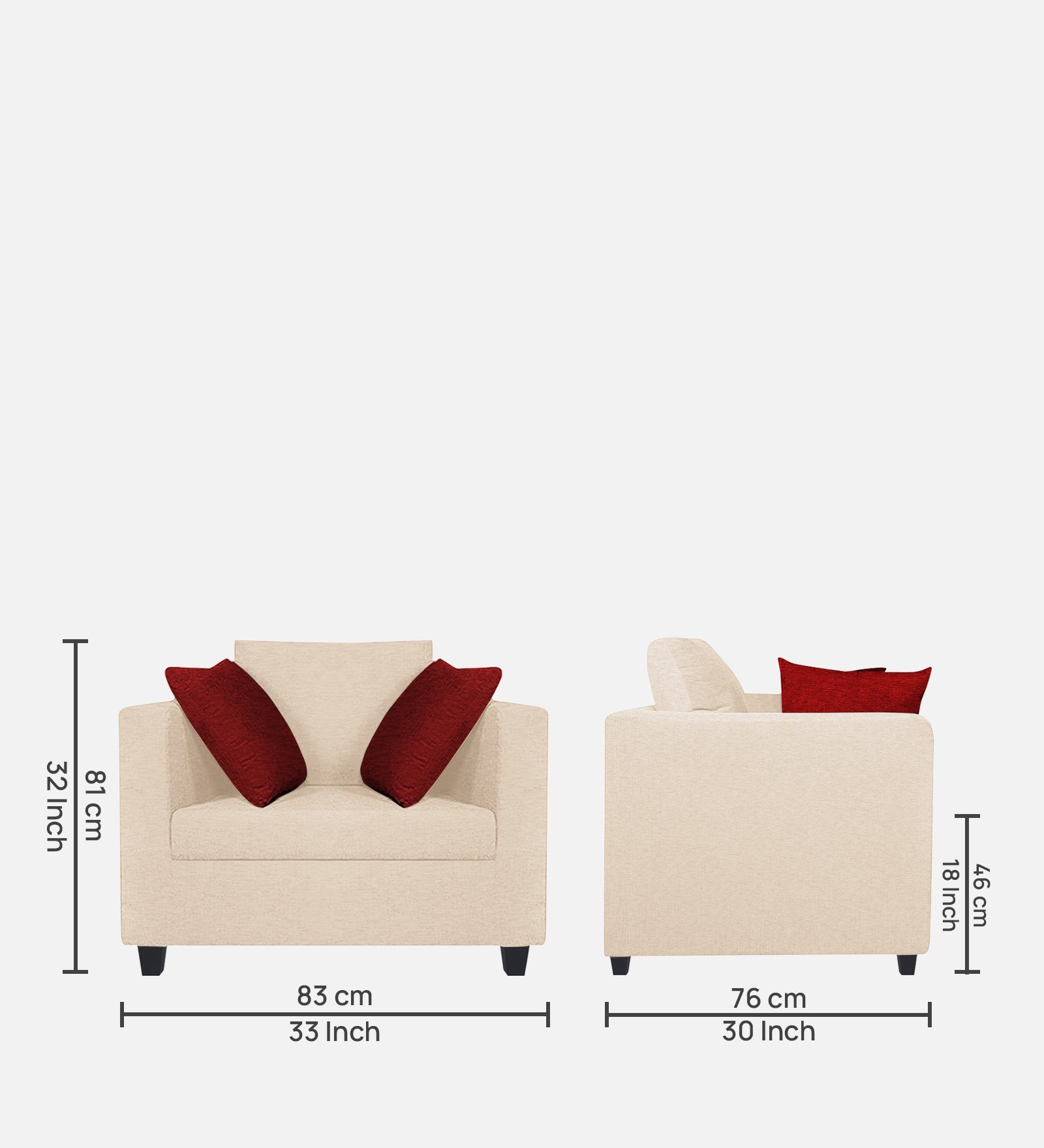 Nuska Fabric 1 Seater Sofa In Woom Beige Colour - Febonic Living