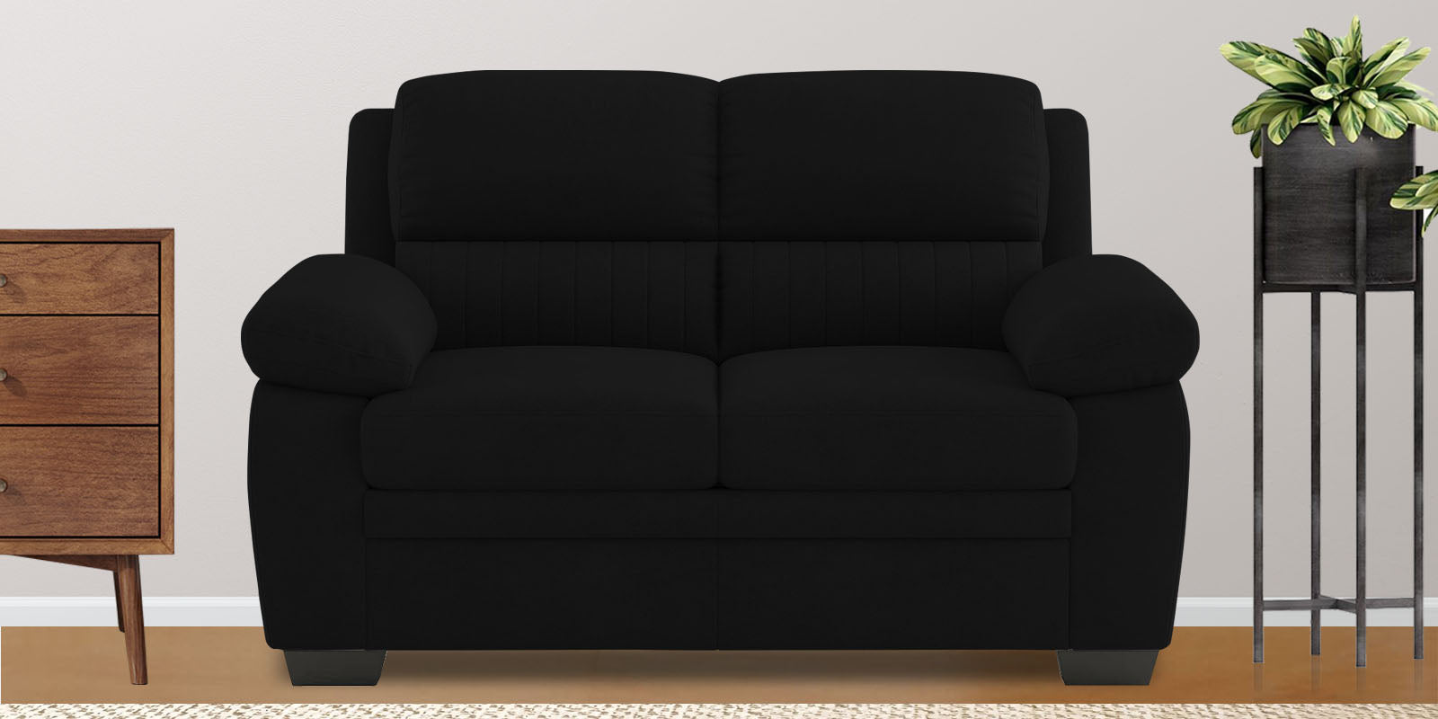 Miranda Velvet 2 Seater Sofa In Adam Black Colour - Febonic Living
