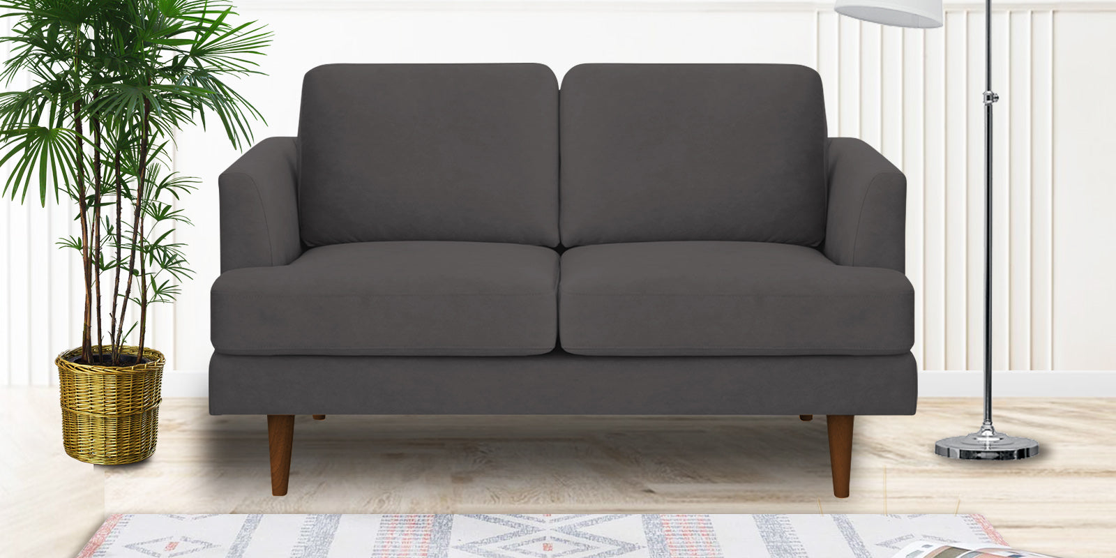 Motra Velvet 2 Seater Sofa In Davy grey Colour - Febonic Living