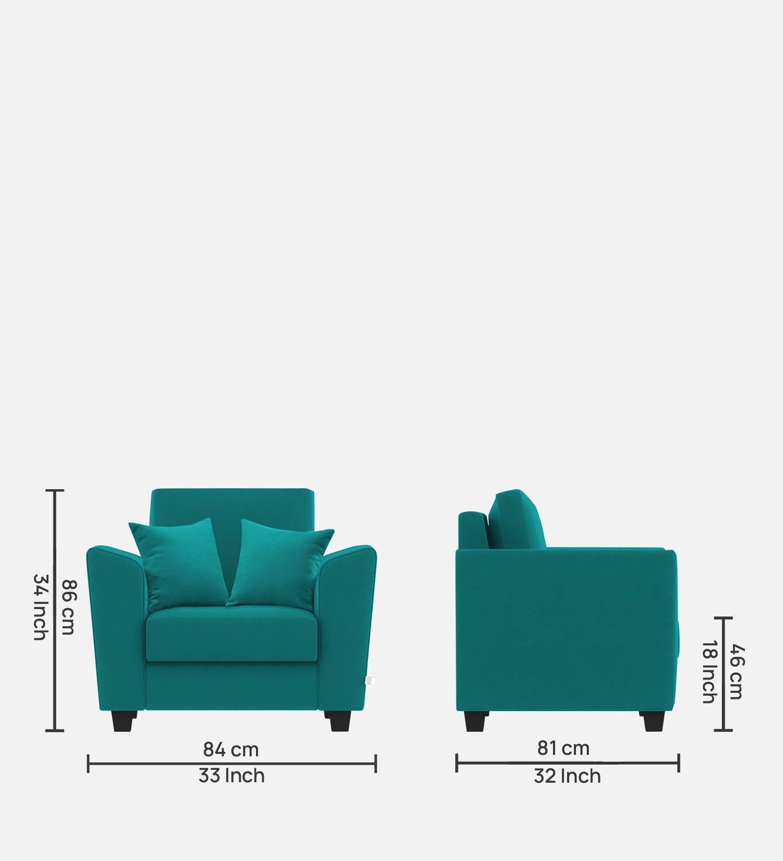 Daku Fabric 1 Seater Sofa In sea green Colour - Febonic Living