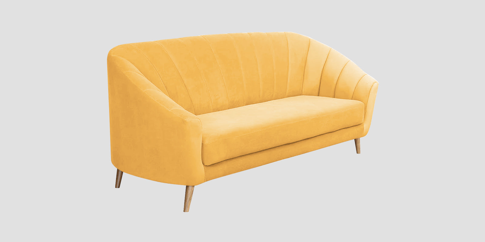 Kaylee Velvet 3 Seater Sofa In Turmeric yellow Colour - Febonic Living