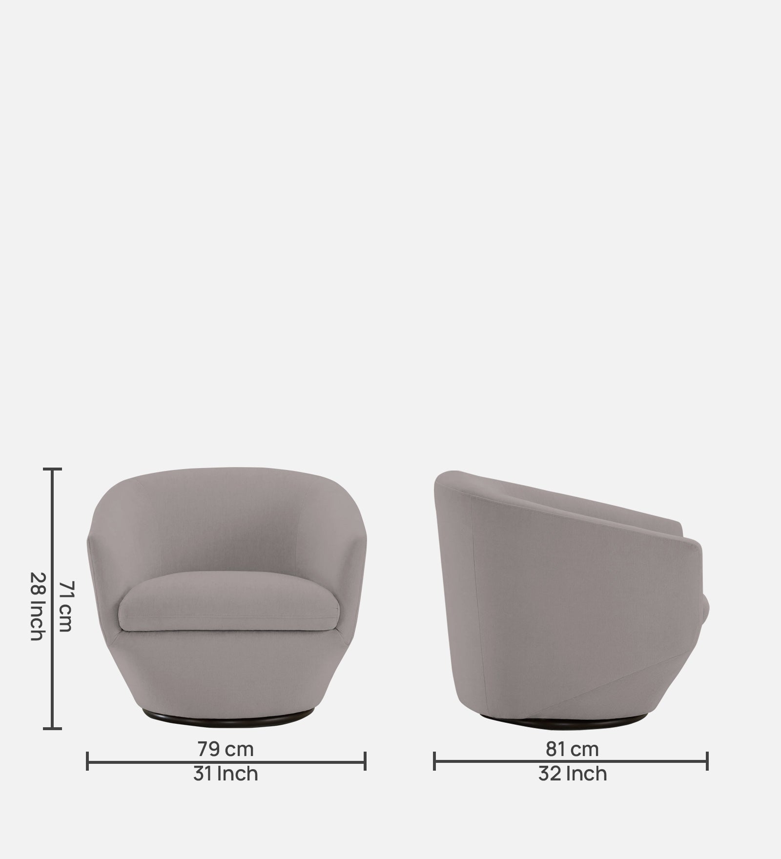 Haddie Velvet Swivel Chair In Pearl Grey Colour - Febonic Living