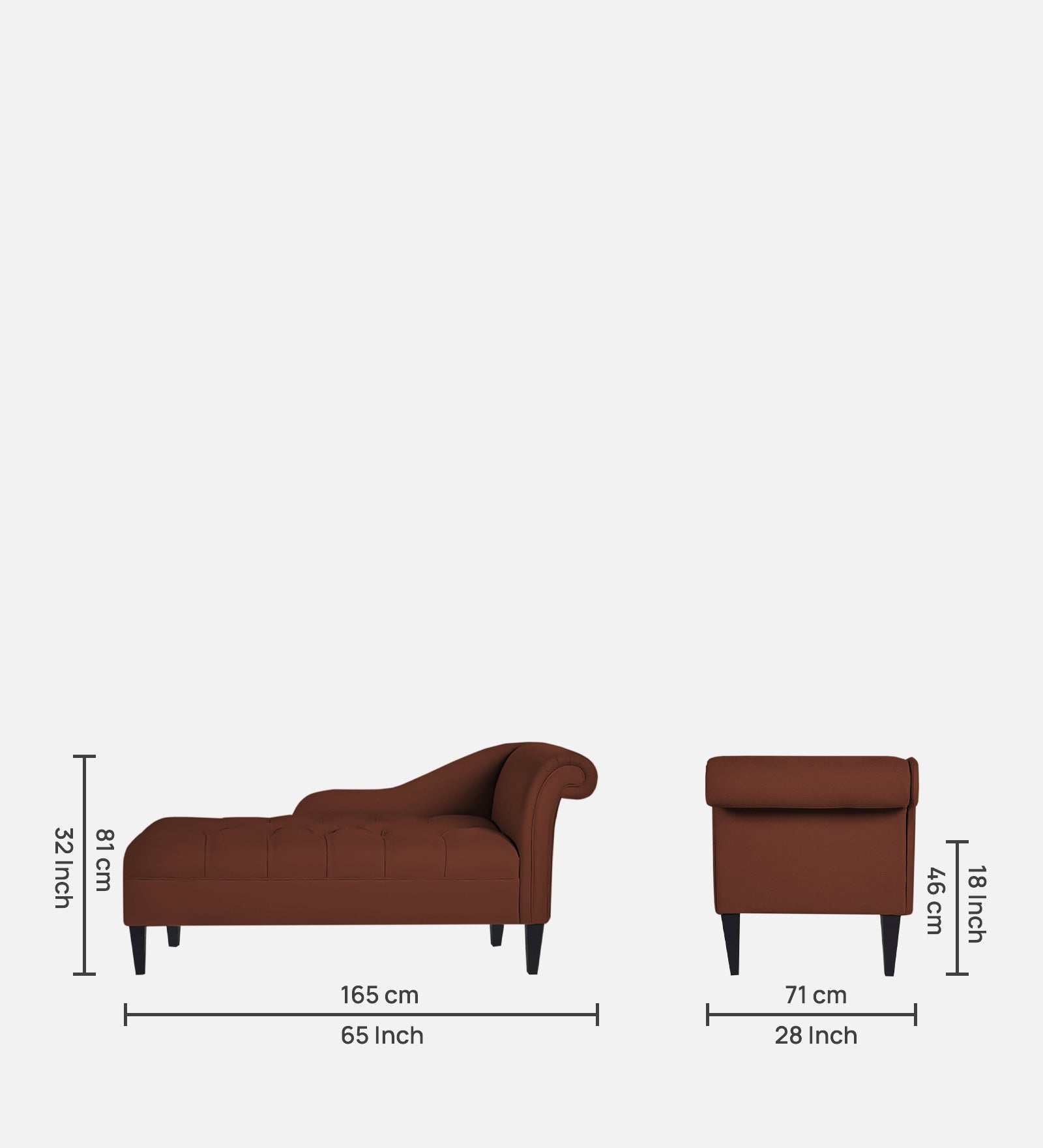 Adria Fabric LHS Chaise Lounger In Coffee Brown Colour - Febonic Living