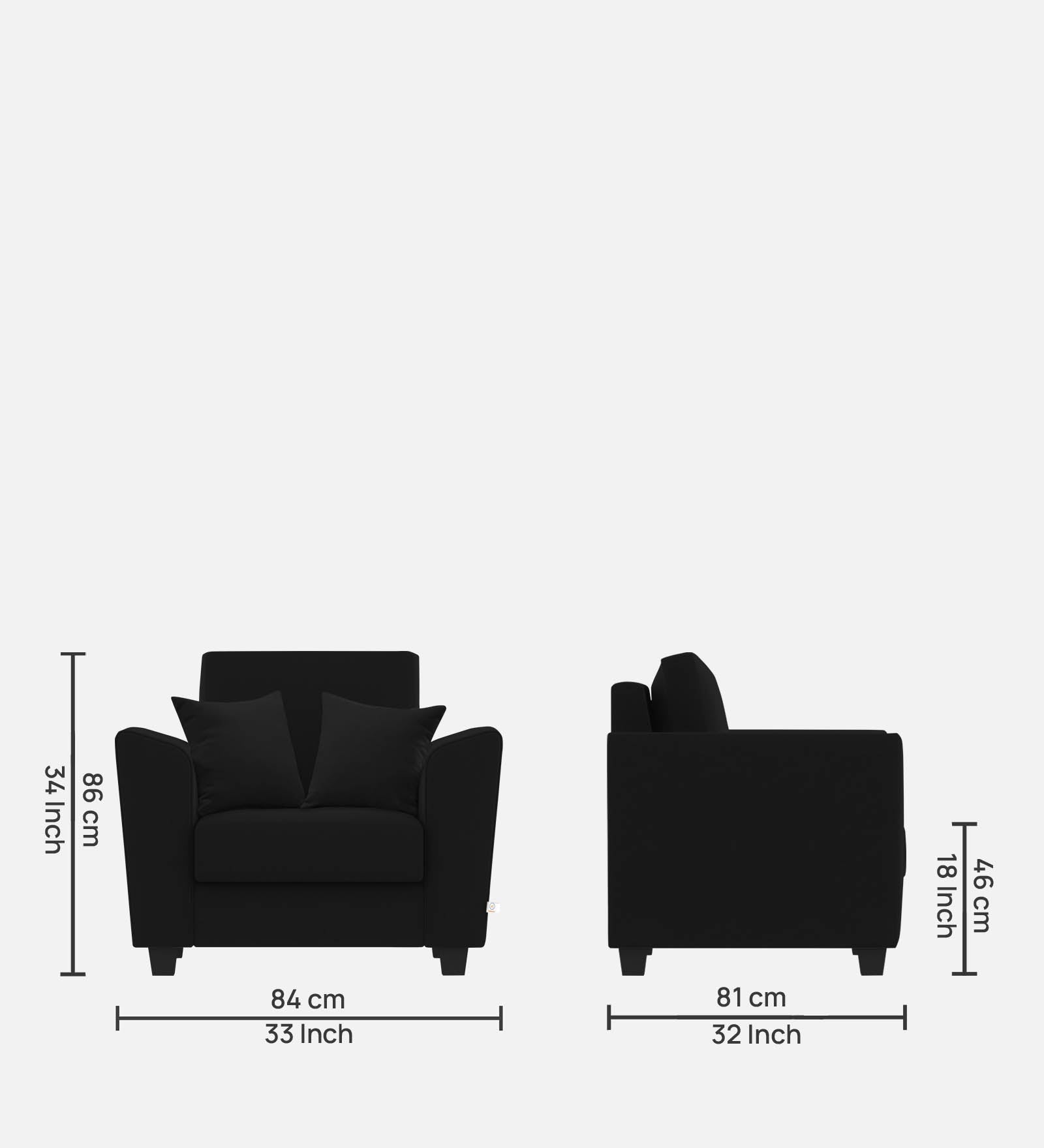 Daku Fabric 1 Seater Sofa in Zed Black Colour