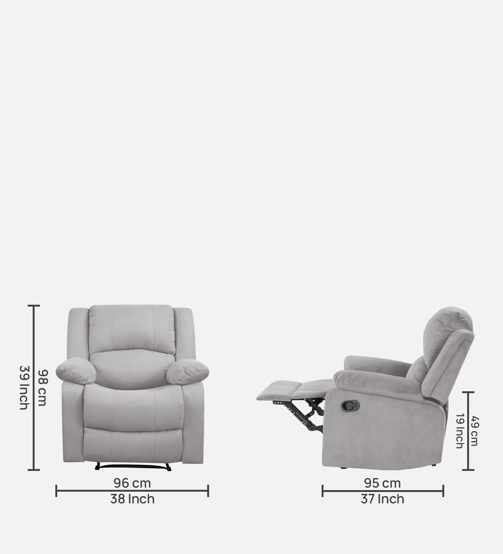 Lexi Fabric 1 Seater Motorized Recliner In Concrete Grey Colour - Febonic Living