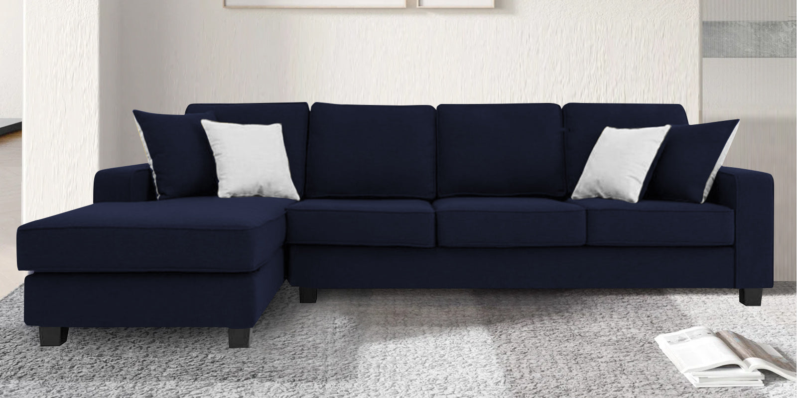 Ladybug Fabric RHS Sectional Sofa (3+Lounger) In Royal Blue Colour - Febonic Living