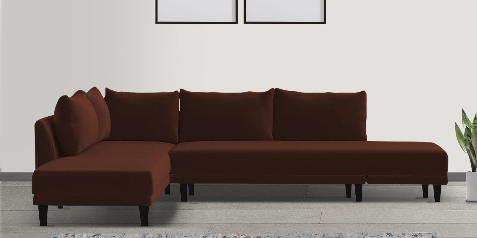 Ira Fabric RHS 6 Seater Convertible Sofa Cum Bed In Coffee Brown Colour - Febonic Living