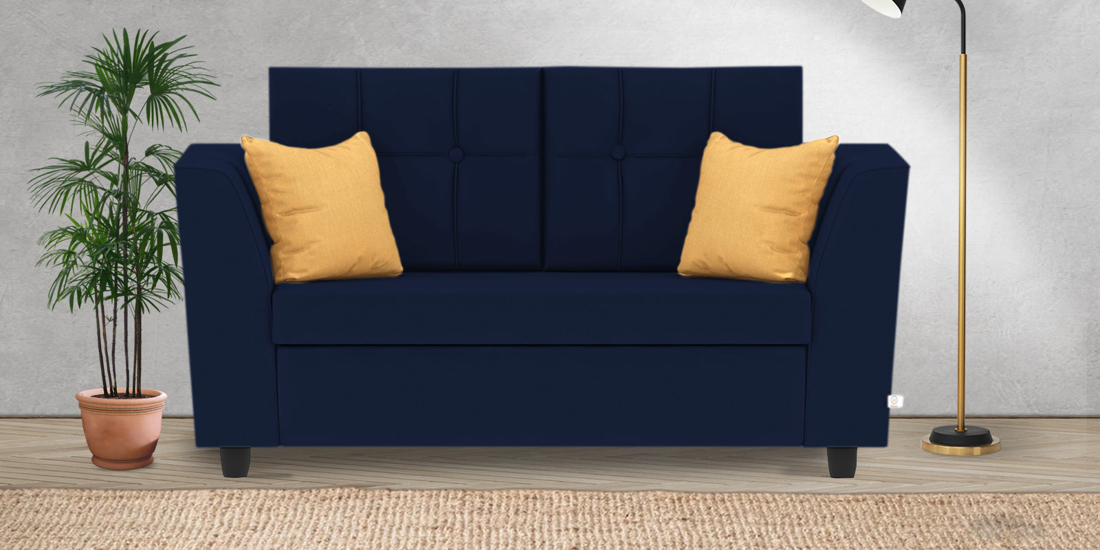 Nestin Velvet 2 Seater Sofa In Indigo Blue Colour - Febonic Living