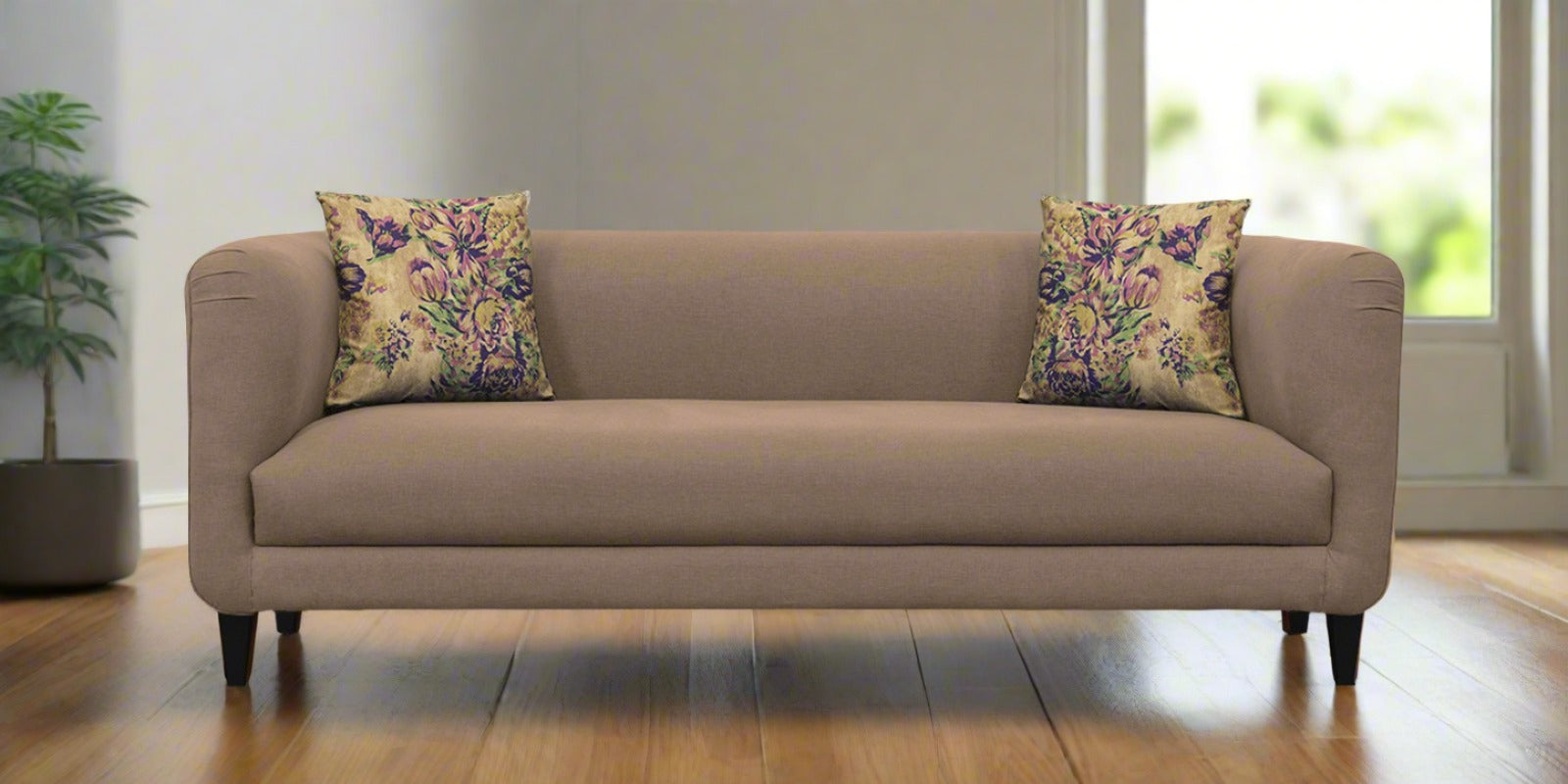 Niki Fabric 3 Seater Sofa In Cookie Beige Colour - Febonic Living