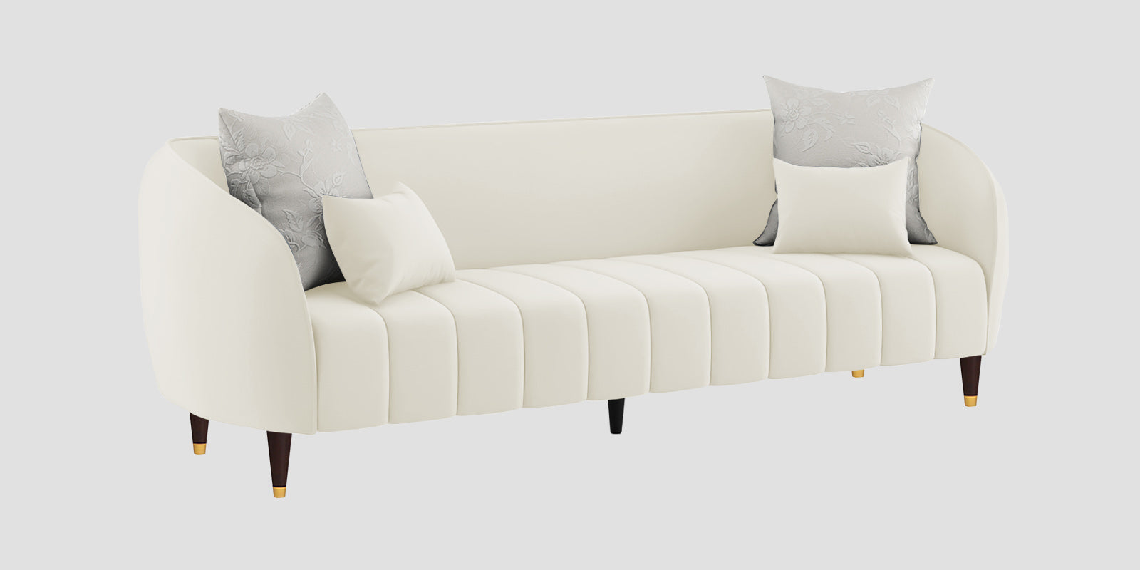 Hairo Velvet 3 Seater Sofa In Warm White Colour - Febonic Living
