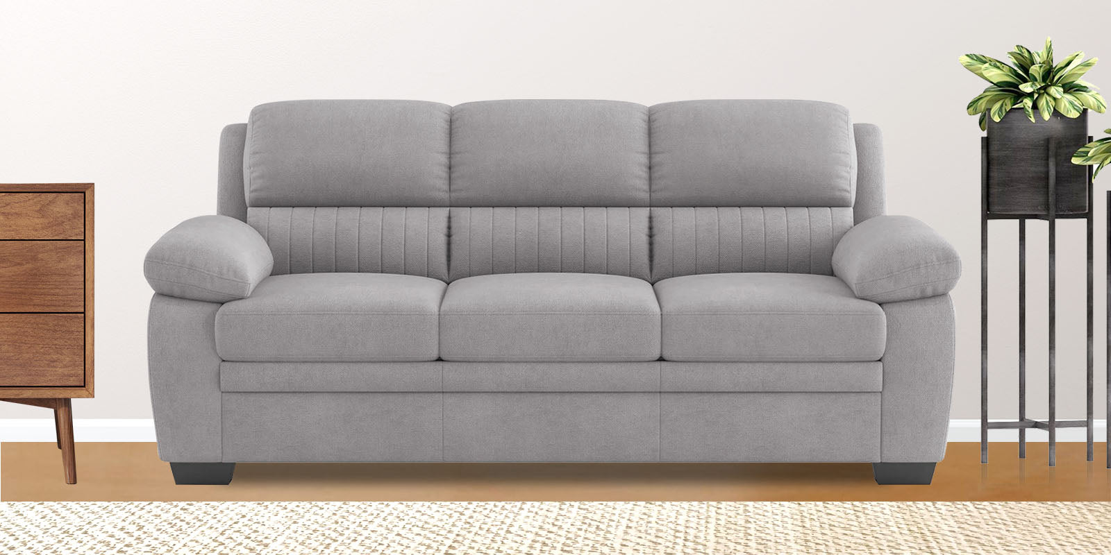 Miranda Velvet 3 Seater Sofa In Concrete grey Colour - Febonic Living