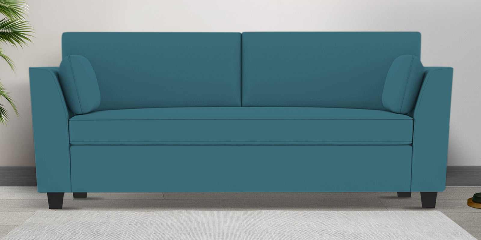 Bristo Velvet 3 Seater Sofa In Aqua Blue Colour With Storage - Febonic Living