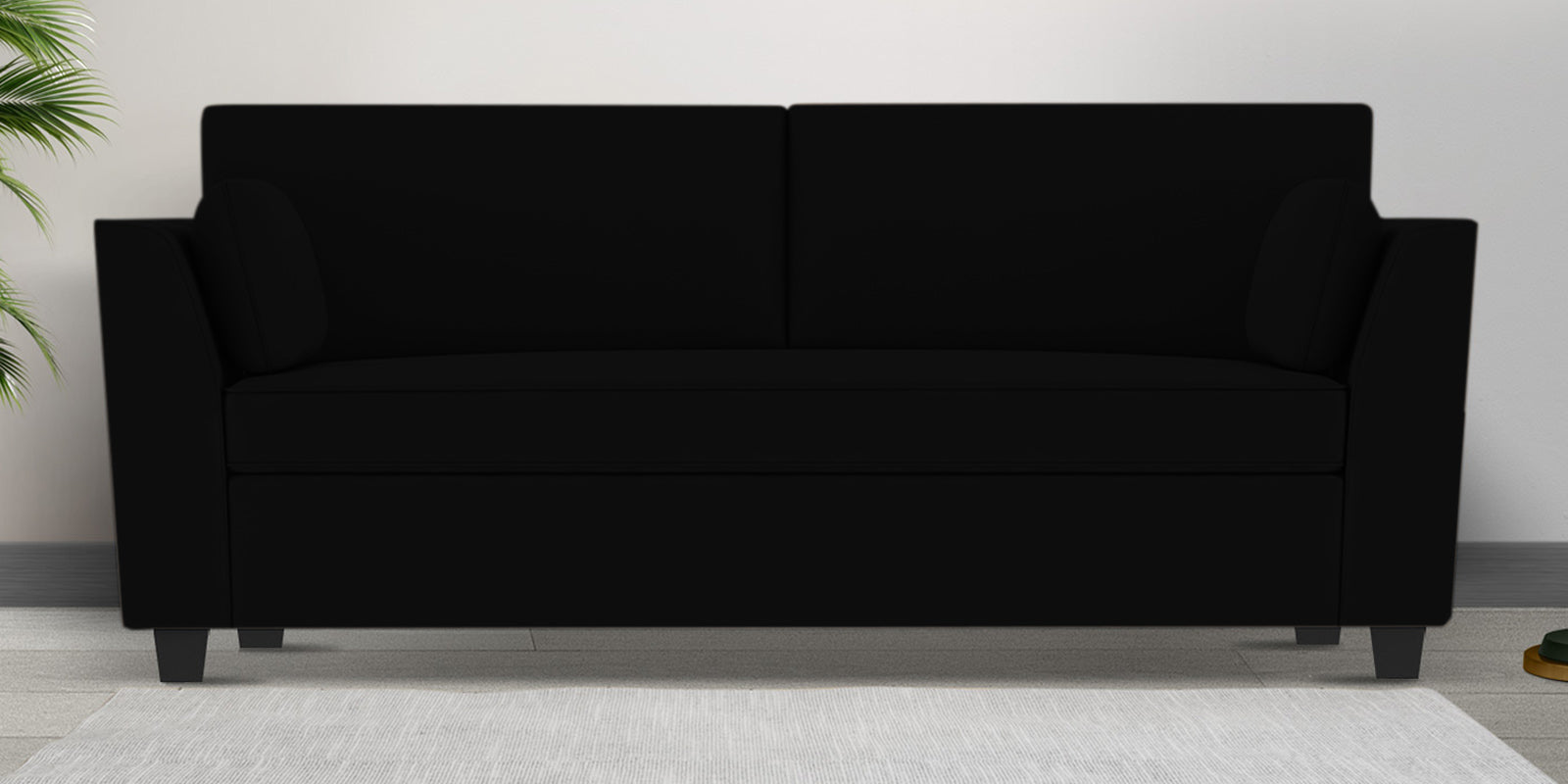 Bristo Velvet 3 Seater Sofa In Adam Black Colour With Storage - Febonic Living