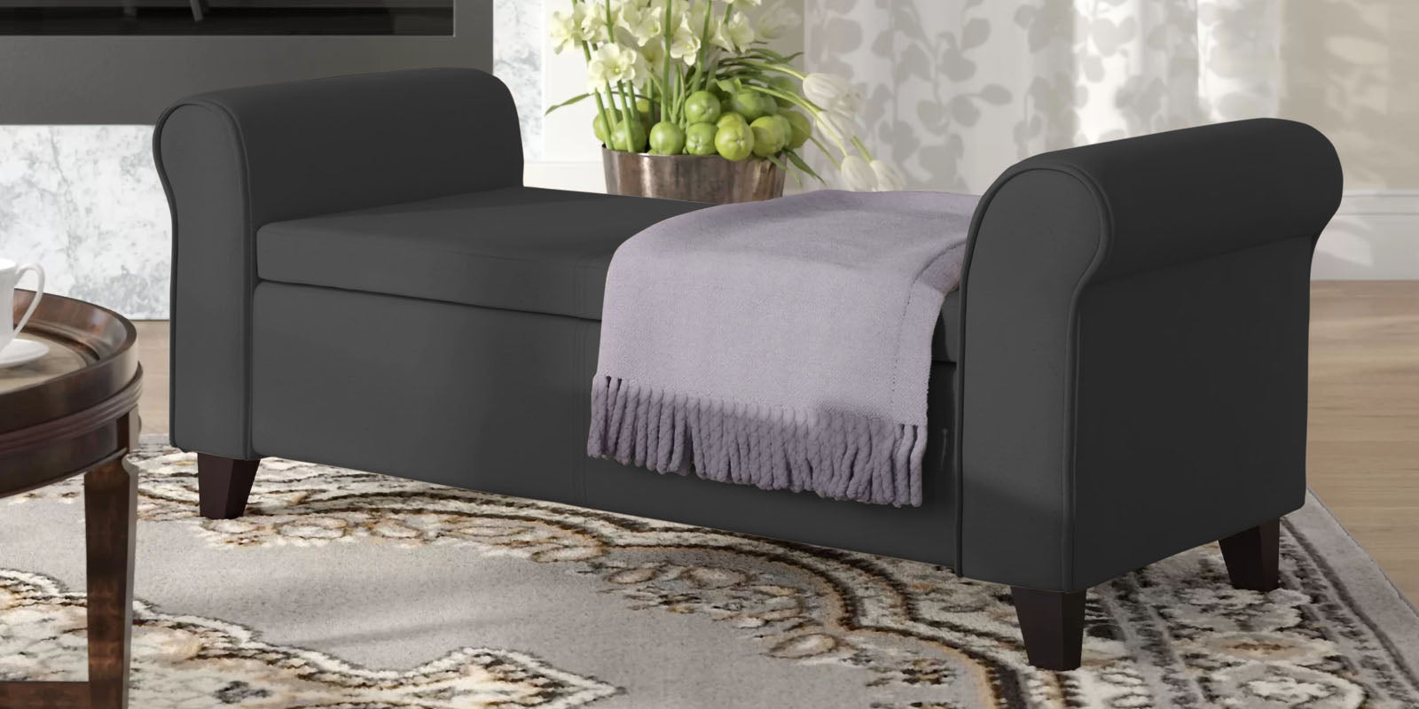 Molo Fabric 3 Seater Recamier In Charcoal Grey Colour With Storage - Febonic Living