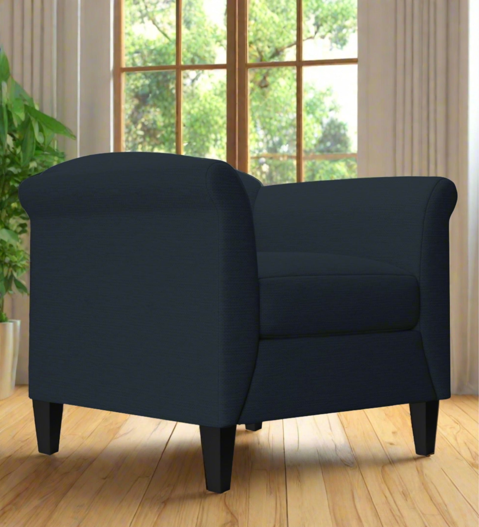 Kimber Fabric 1 Seater Sofa in Denim Blue Colour
