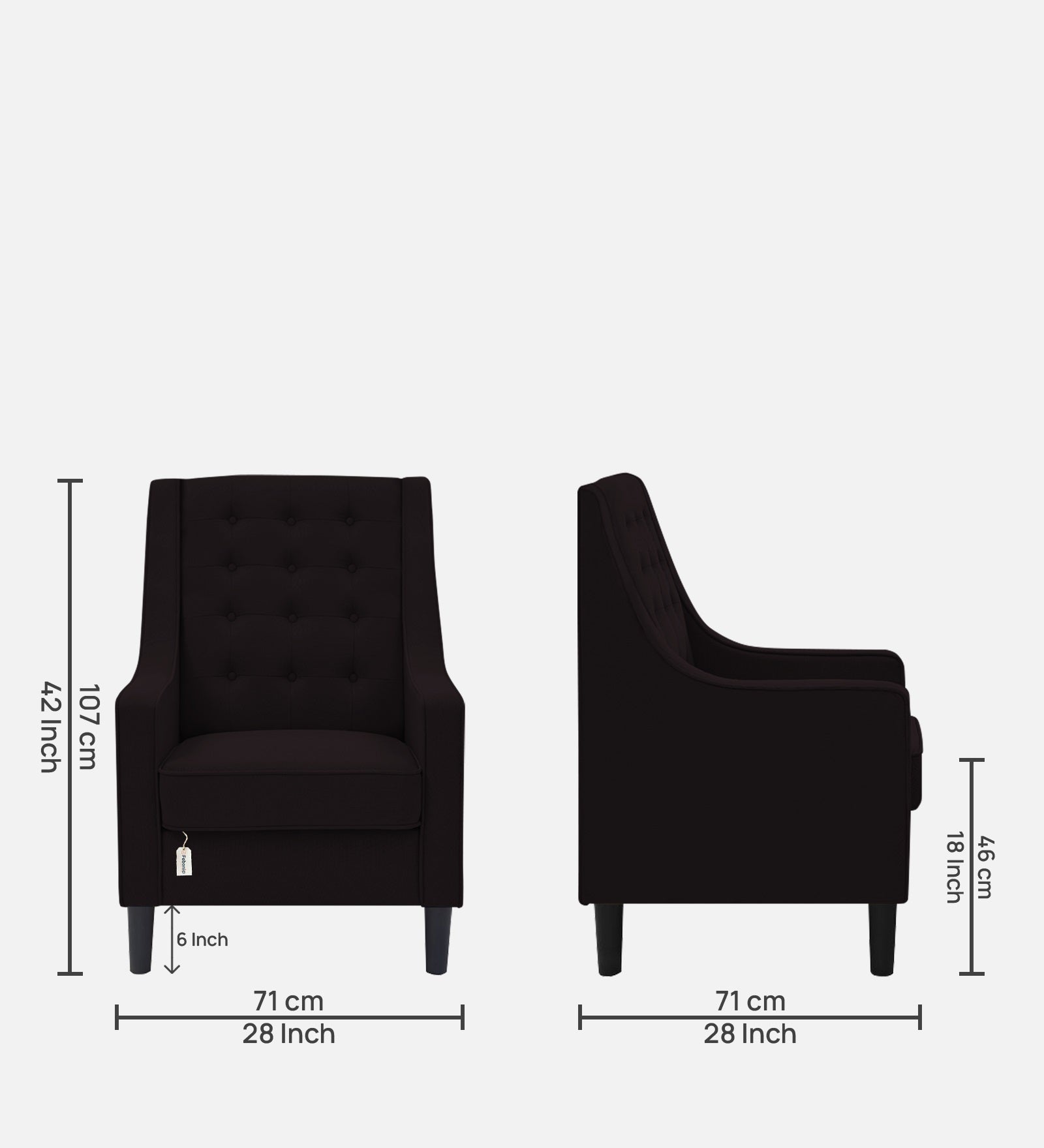 Sona Fabric Barrel Chair + Ottoman in Cara Brown Colour
