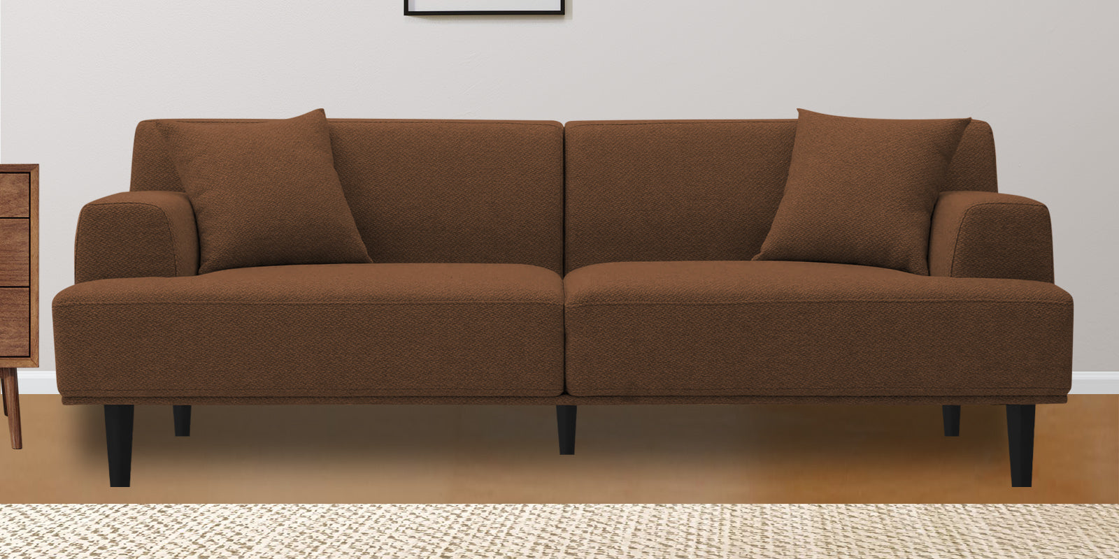 Cobby Fabric 3 Seater Sofa In Chestnut Brown Colour - Febonic Living