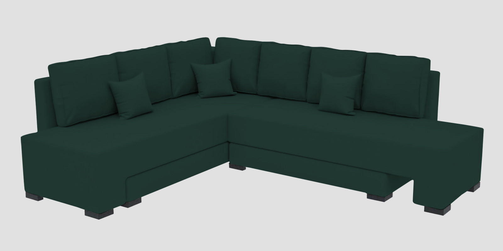 Corby Velvet LHS 6 Seater Convertible Sofa Cum Bed In Forest Green Colour - Febonic Living