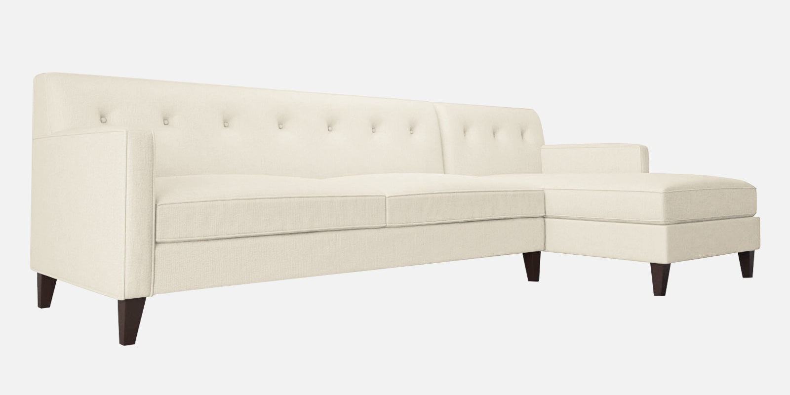 Miller Fabric LHS Sectional Sofa (3+Lounger) In Ivory Cream Colour - Febonic Living