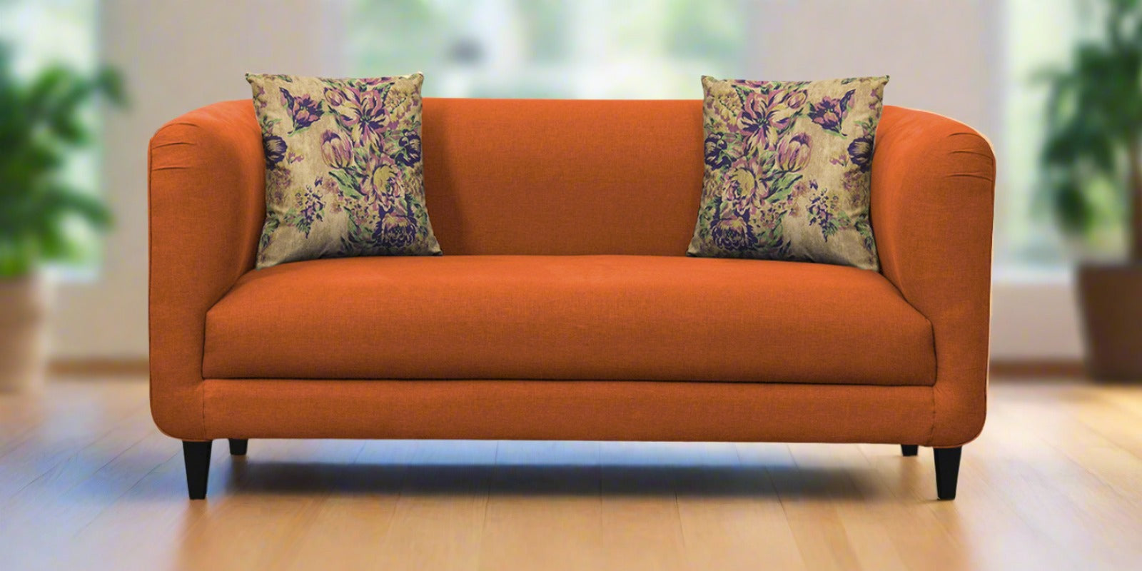 Niki Fabric 2 Seater Sofa in Vivid Orange Colour