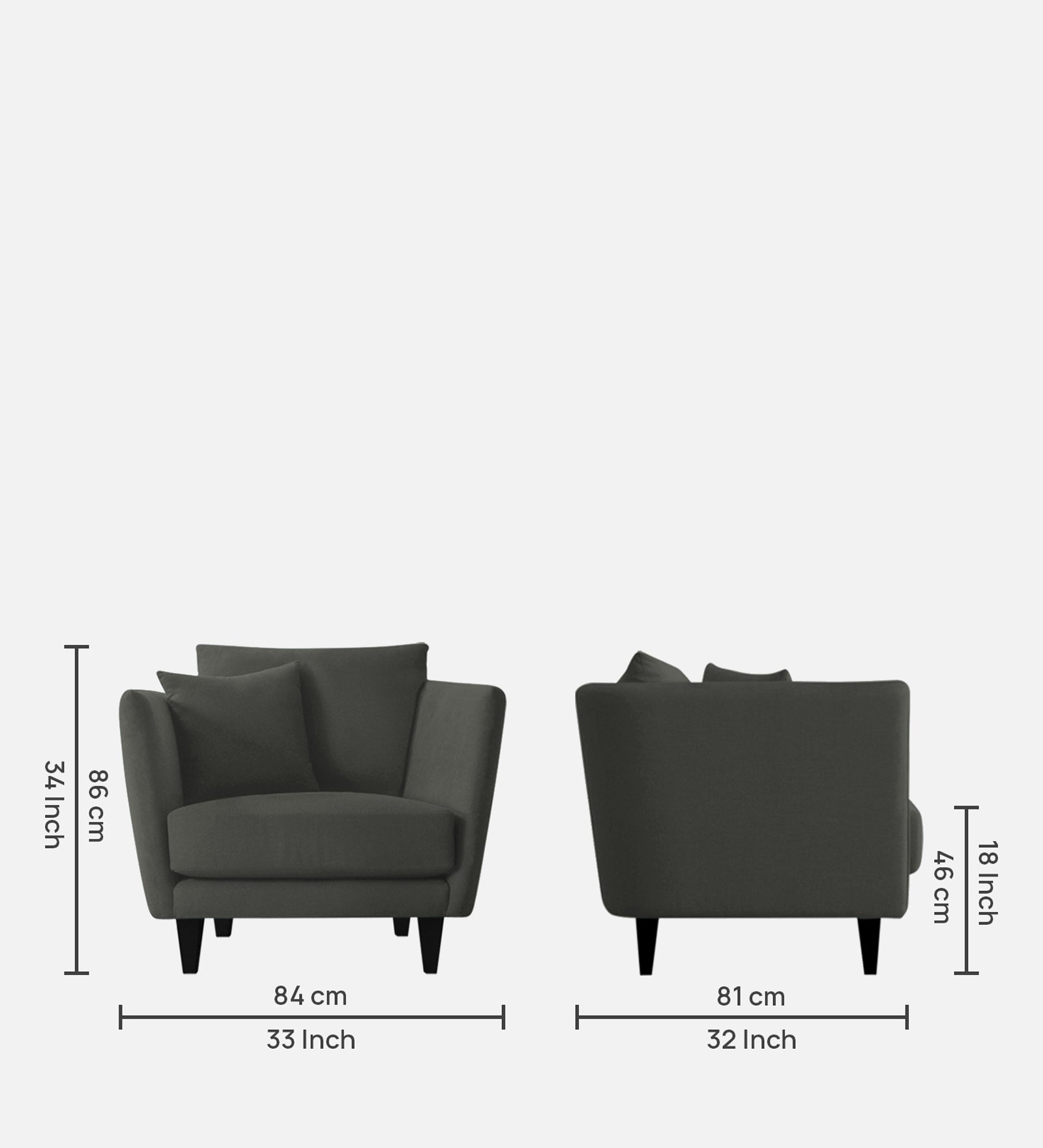 Norway Velvet 1 Seater Sofa In Hory Grey Colour - Febonic Living