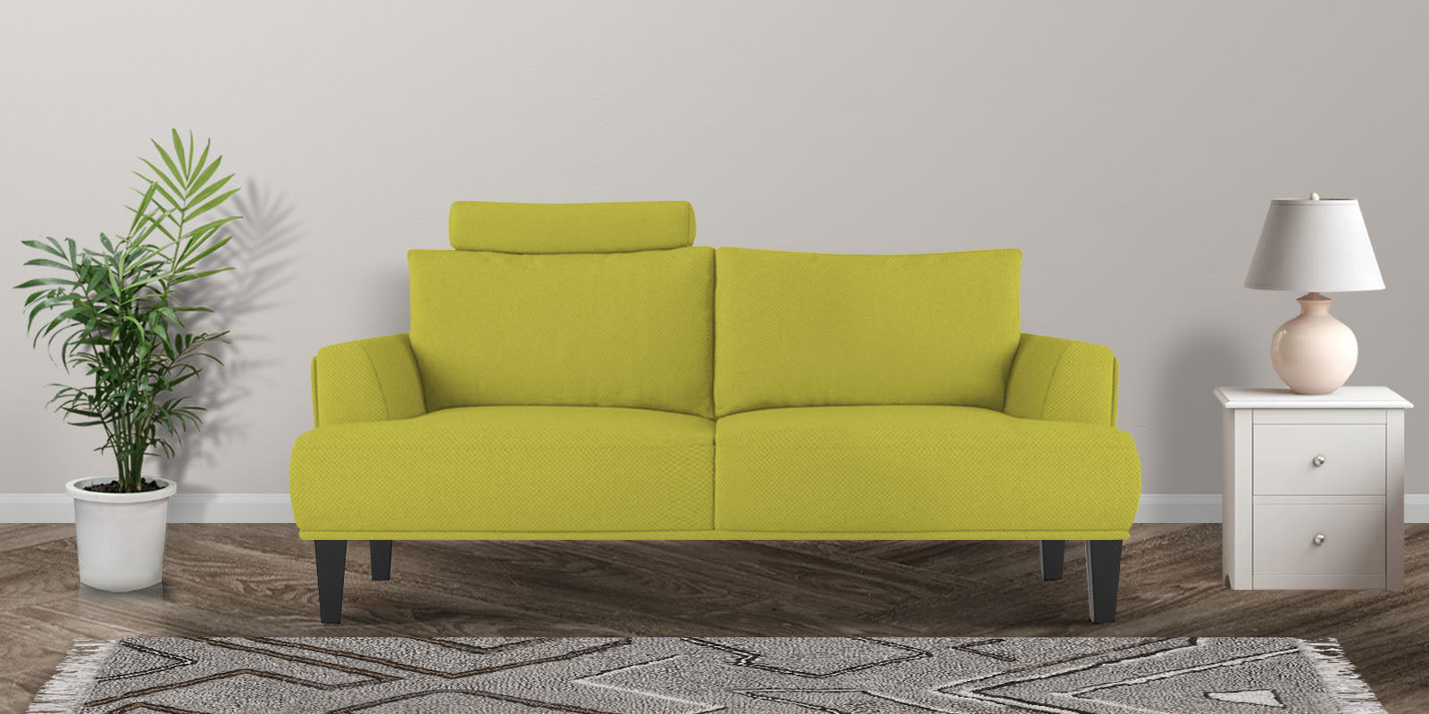 Como Fabric 2 Seater Sofa In Parrot Green Colour - Febonic Living