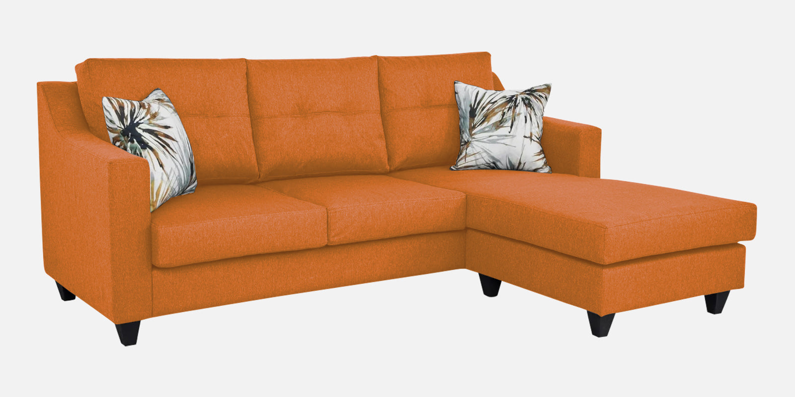 Welly Fabric LHS Sectional Sofa (2+Lounger) In Dark Orange Colour
