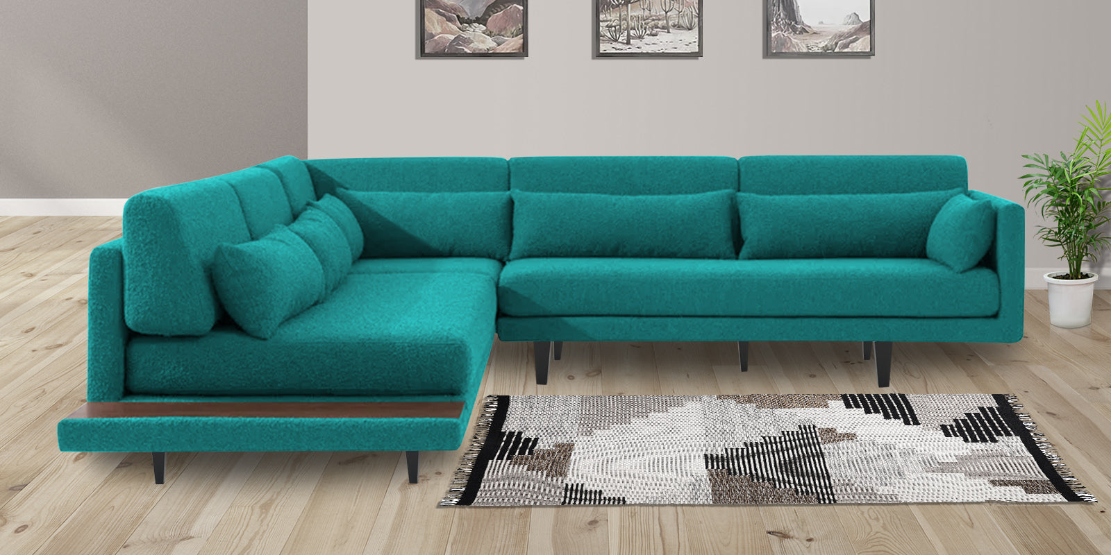 Malta Fabric 6 Seater RHS Corner Sofa In Sea Green Colour - Febonic Living