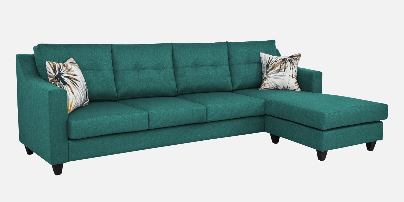 Welly Fabric LHS Sectional Sofa (3+Lounger) In Sea Green Colour - Febonic Living