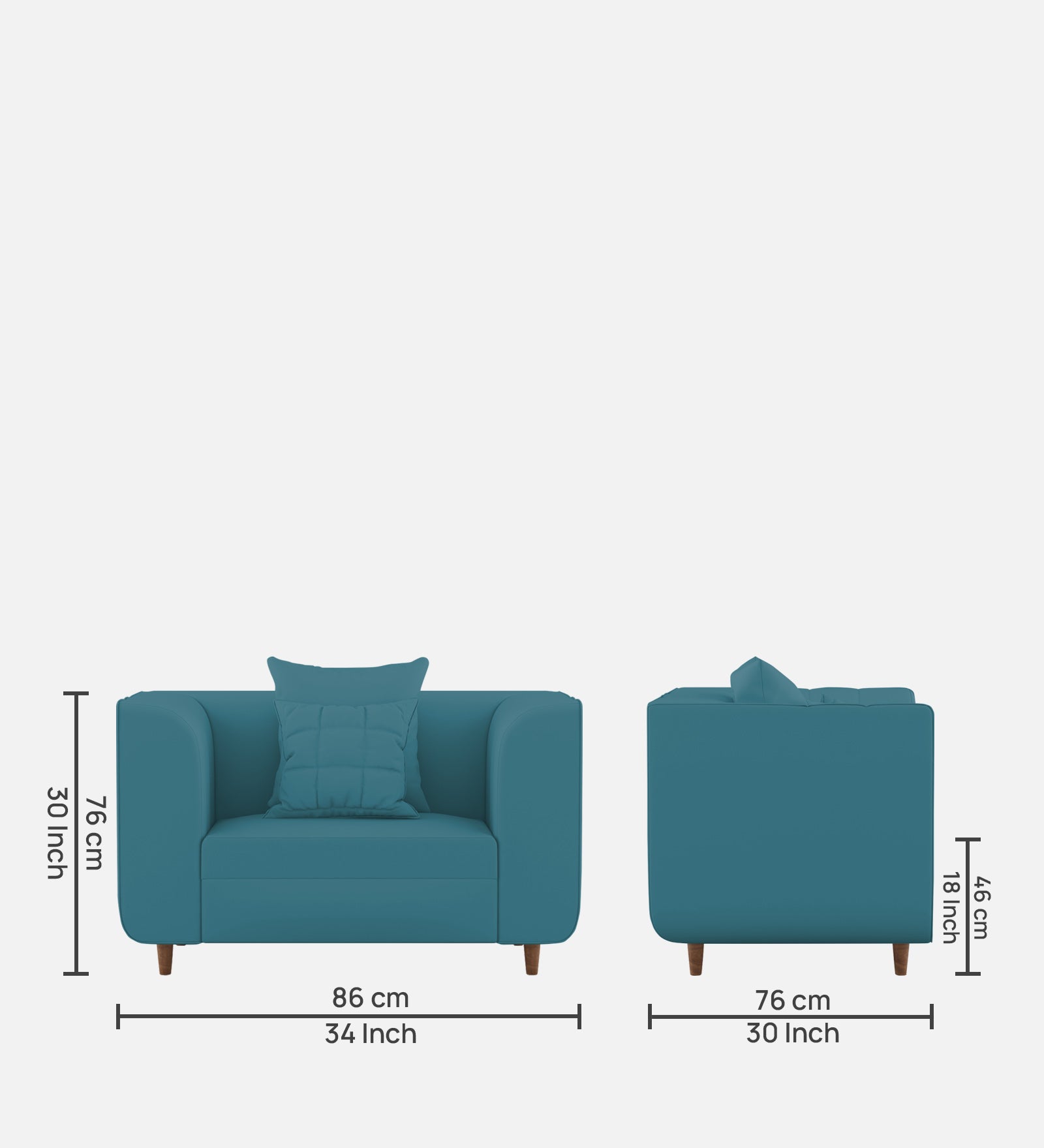 Sumo Velvet 1 Seater Sofa In Aqua Blue Colour - Febonic Living