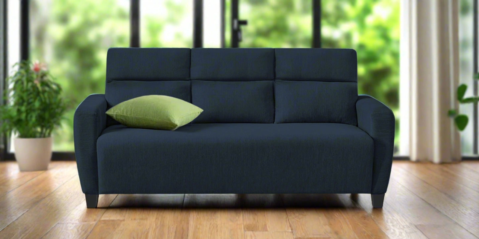 Bakadi Fabric 3 Seater Sofa in Denim Blue Colour