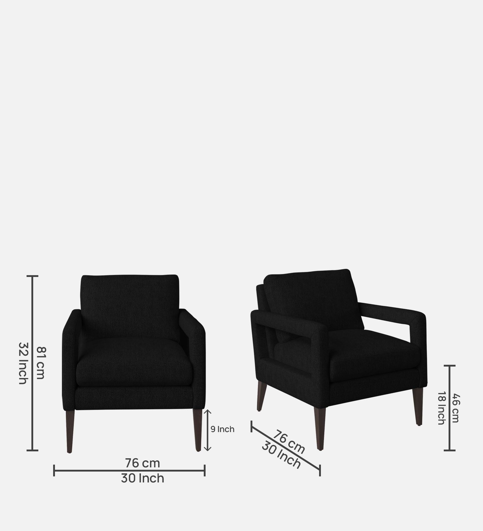 Olsen Fabric Arm Chair In Zed Black Colour - Febonic Living
