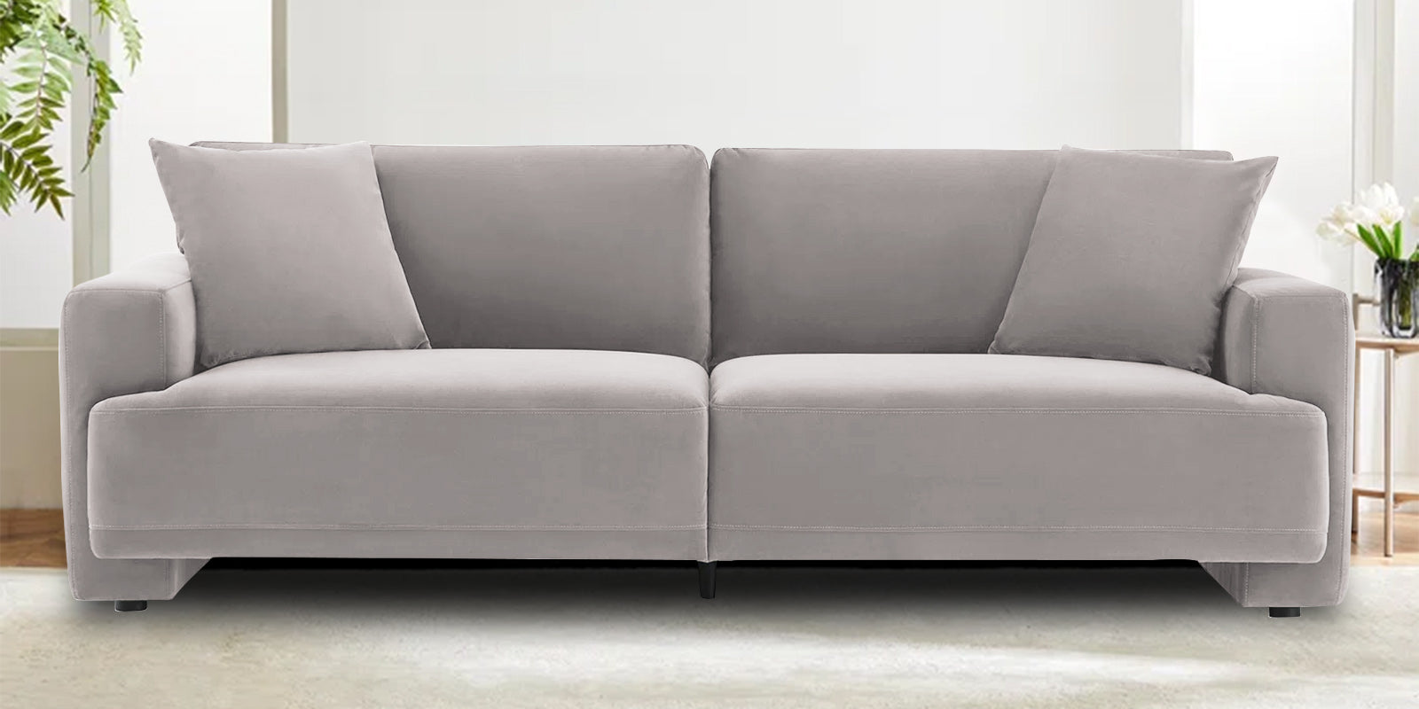 Kosta Velvet 3 Seater Sofa In Pearl Grey Colour - Febonic Living
