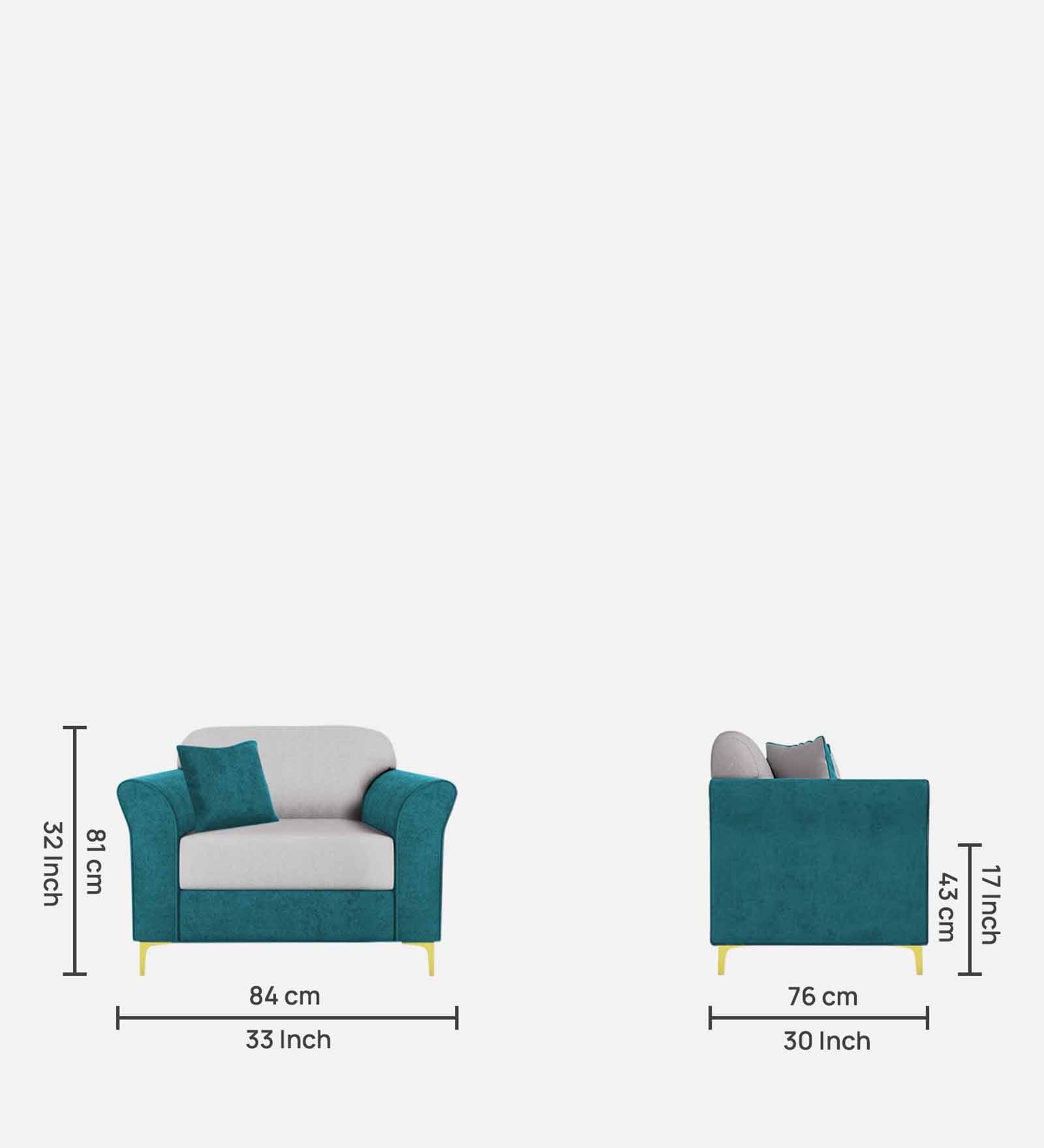 Jordan Velvet 1 Seater Sofa In Pine Green And Concreate Grey Colour - Febonic Living