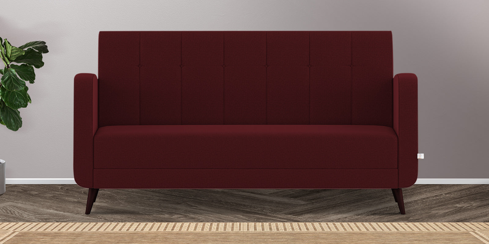 Wiki Velvet 3 Seater Sofa In Blood Maroon Colour - Febonic Living