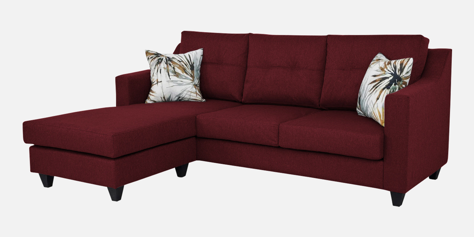 Welly Fabric RHS Sectional Sofa (2+Lounger) In Blood Maroon Colour - Febonic Living