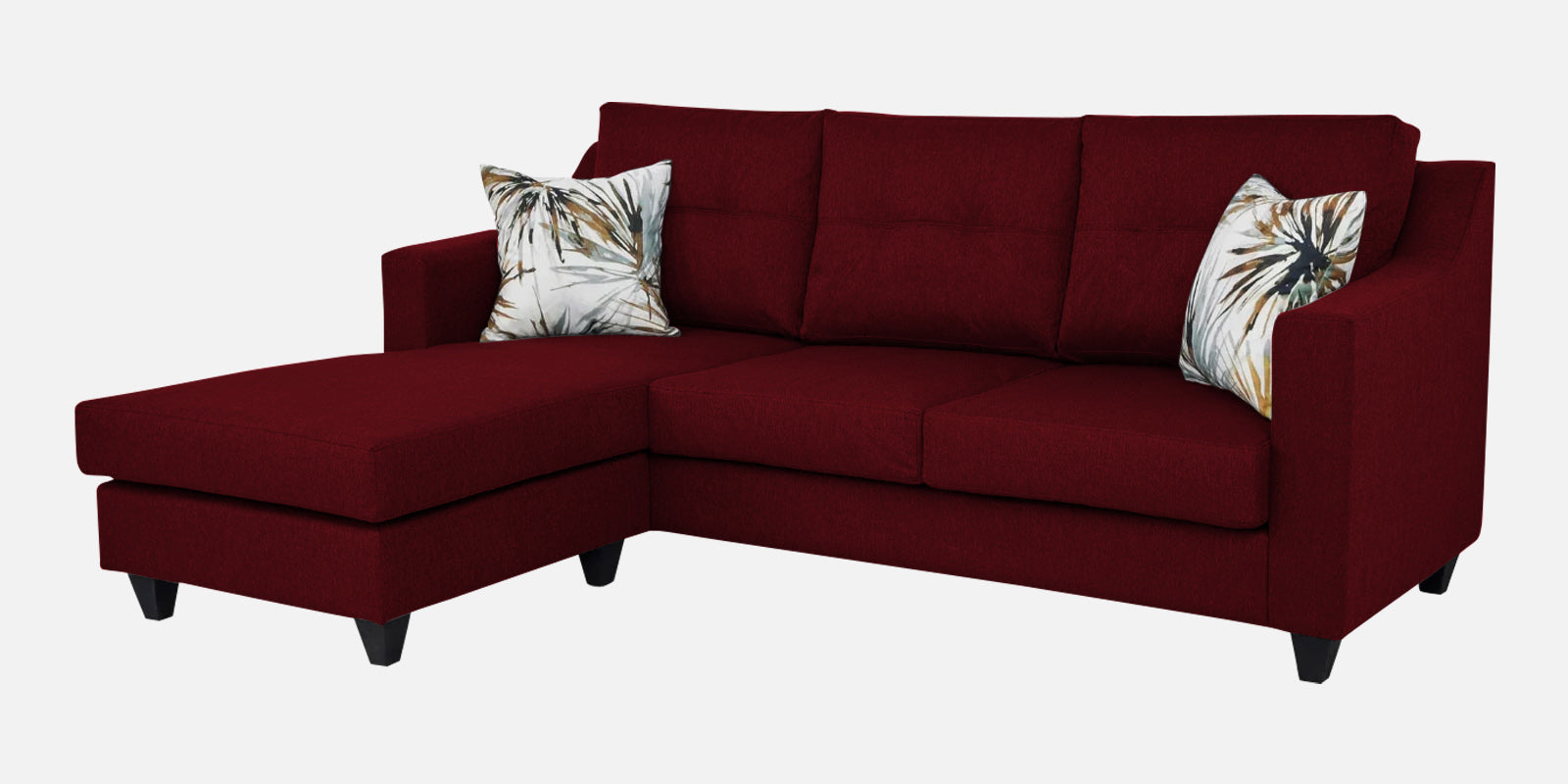 Welly Fabric RHS Sectional Sofa (2+Lounger) In Ruby Red Colour - Febonic Living