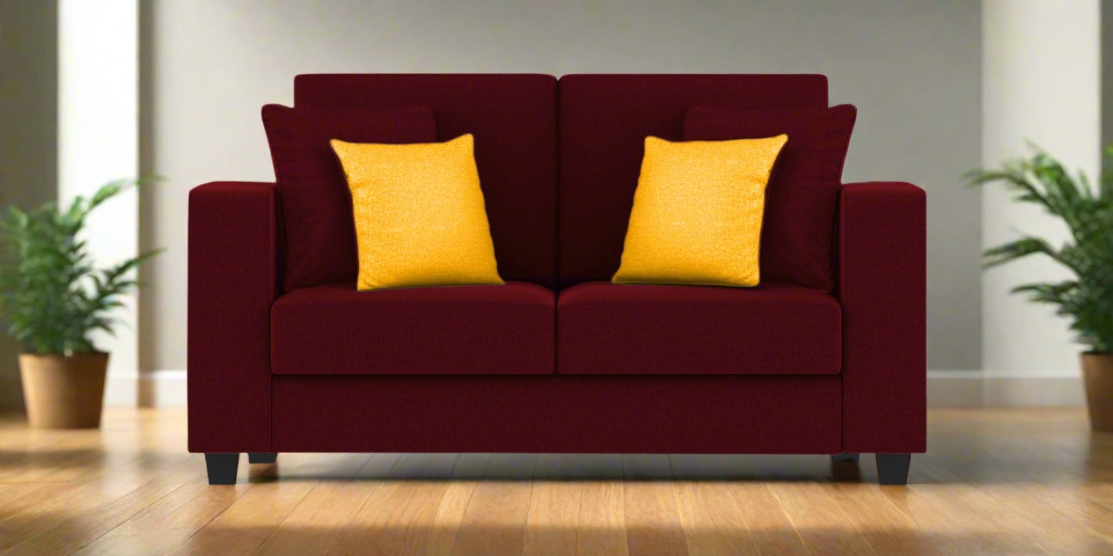 Nabi Fabric 2 Seater Sofa In Ruby Red Colour - Febonic Living
