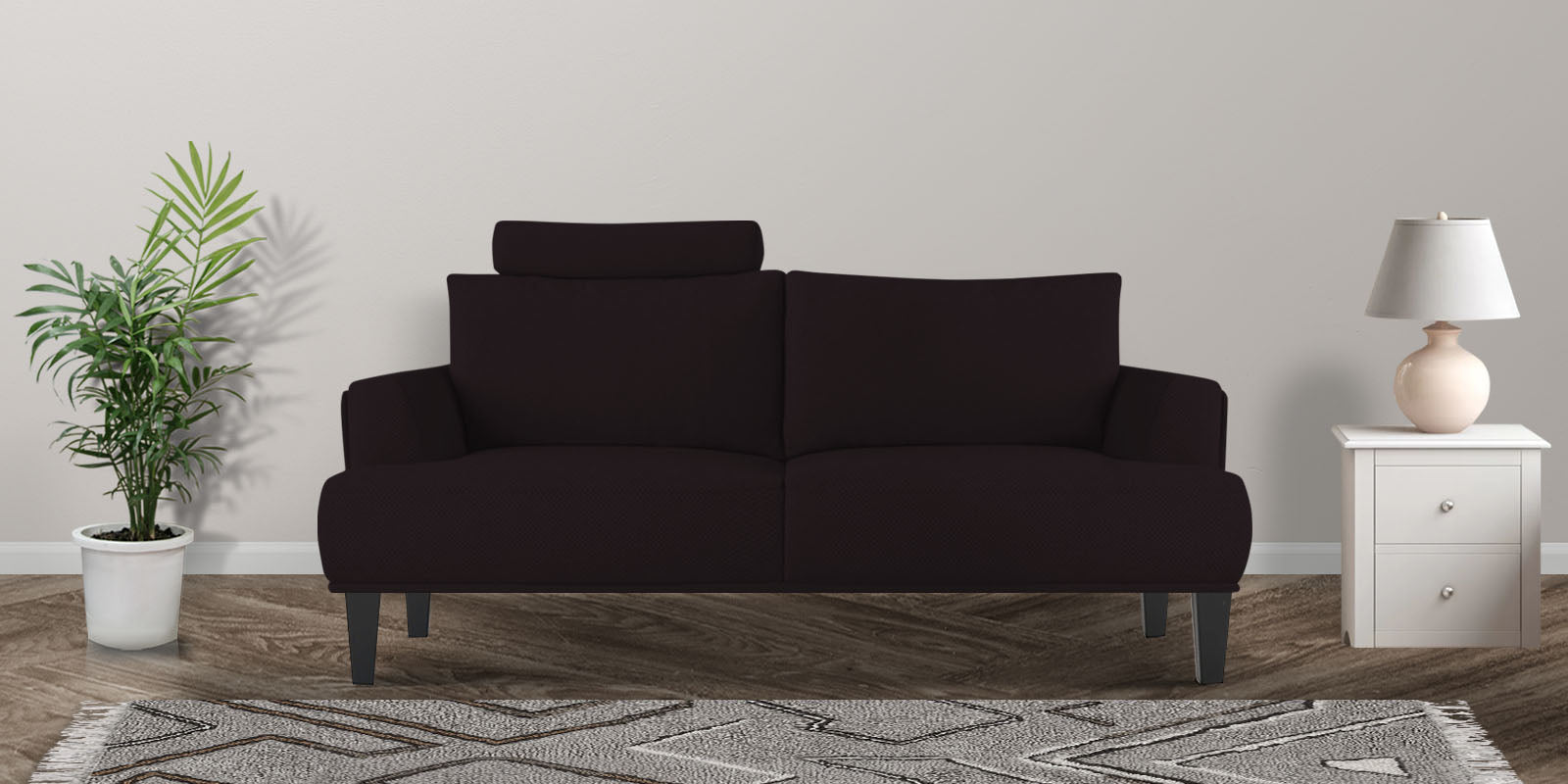 Como Fabric 2 Seater Sofa in Cara Brown Colour