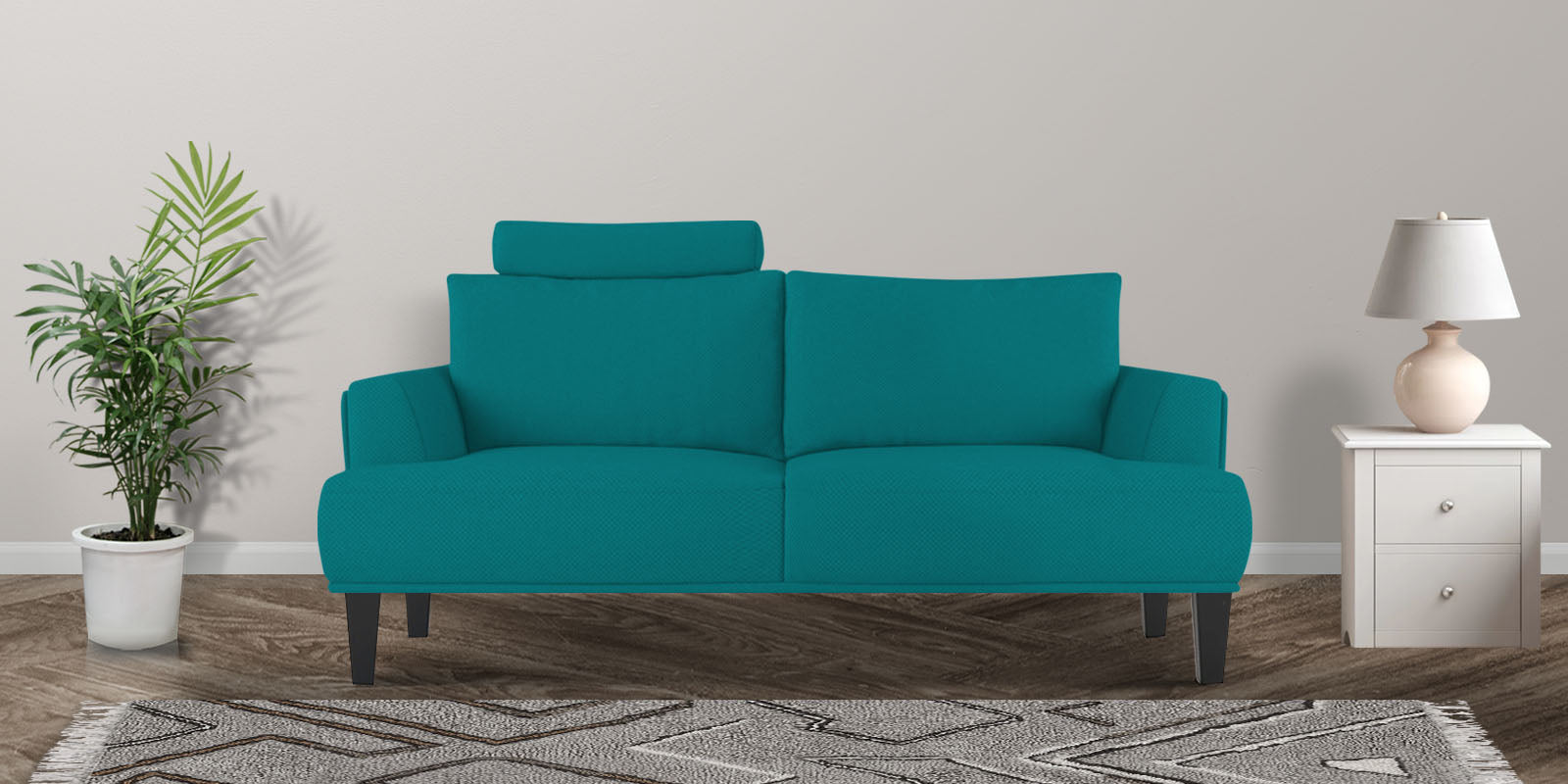 Como Fabric 2 Seater Sofa in Sea Green Colour