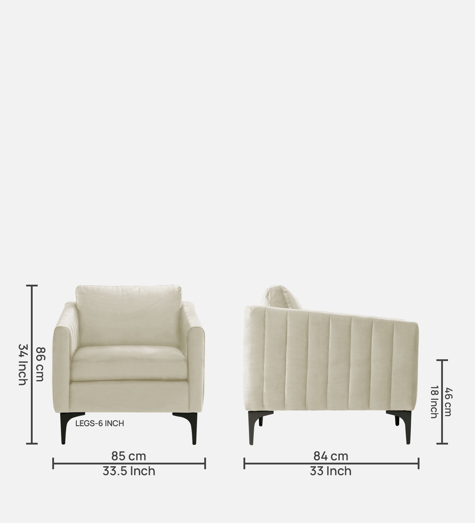 Haru Velvet 1 Seater Sofa In Warm White Colour - Febonic Living