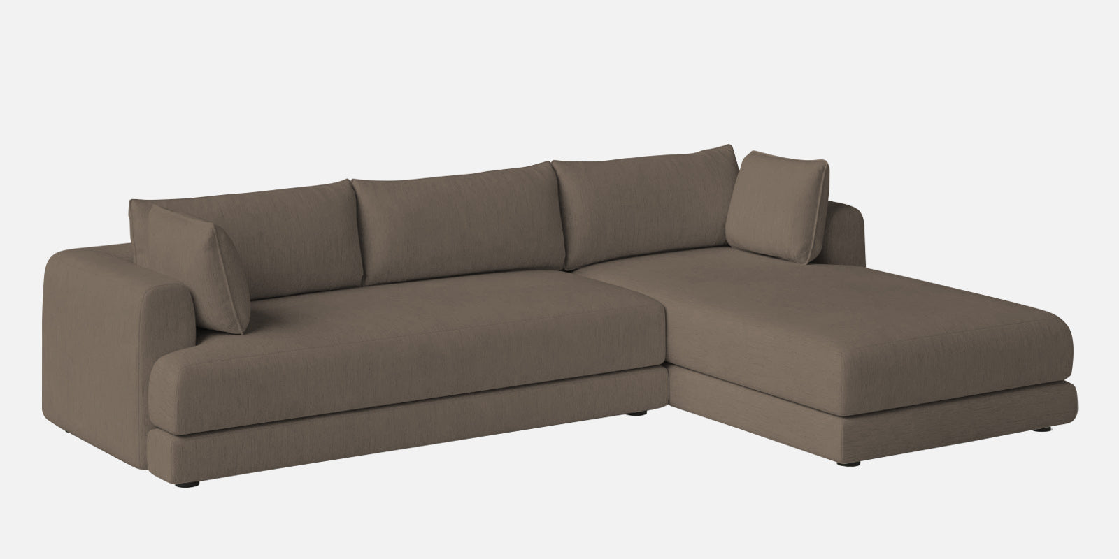 Ziggy Fabric RHS Sectional Sofa (3+Lounger) In Hazel Beige Colour - Febonic Living