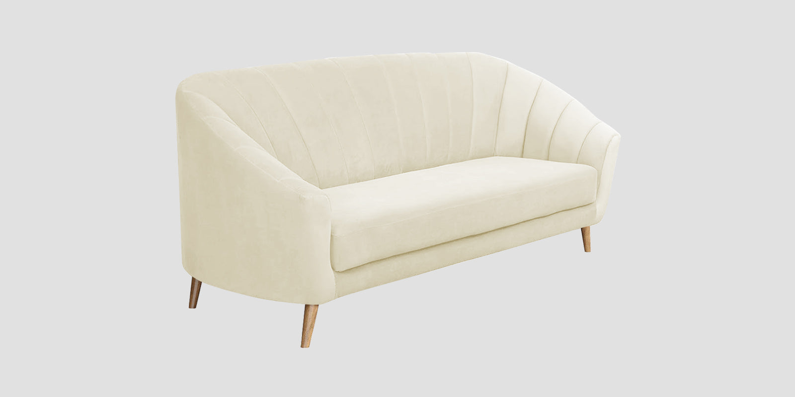 Kaylee Velvet 3 Seater Sofa In Warm White Colour - Febonic Living