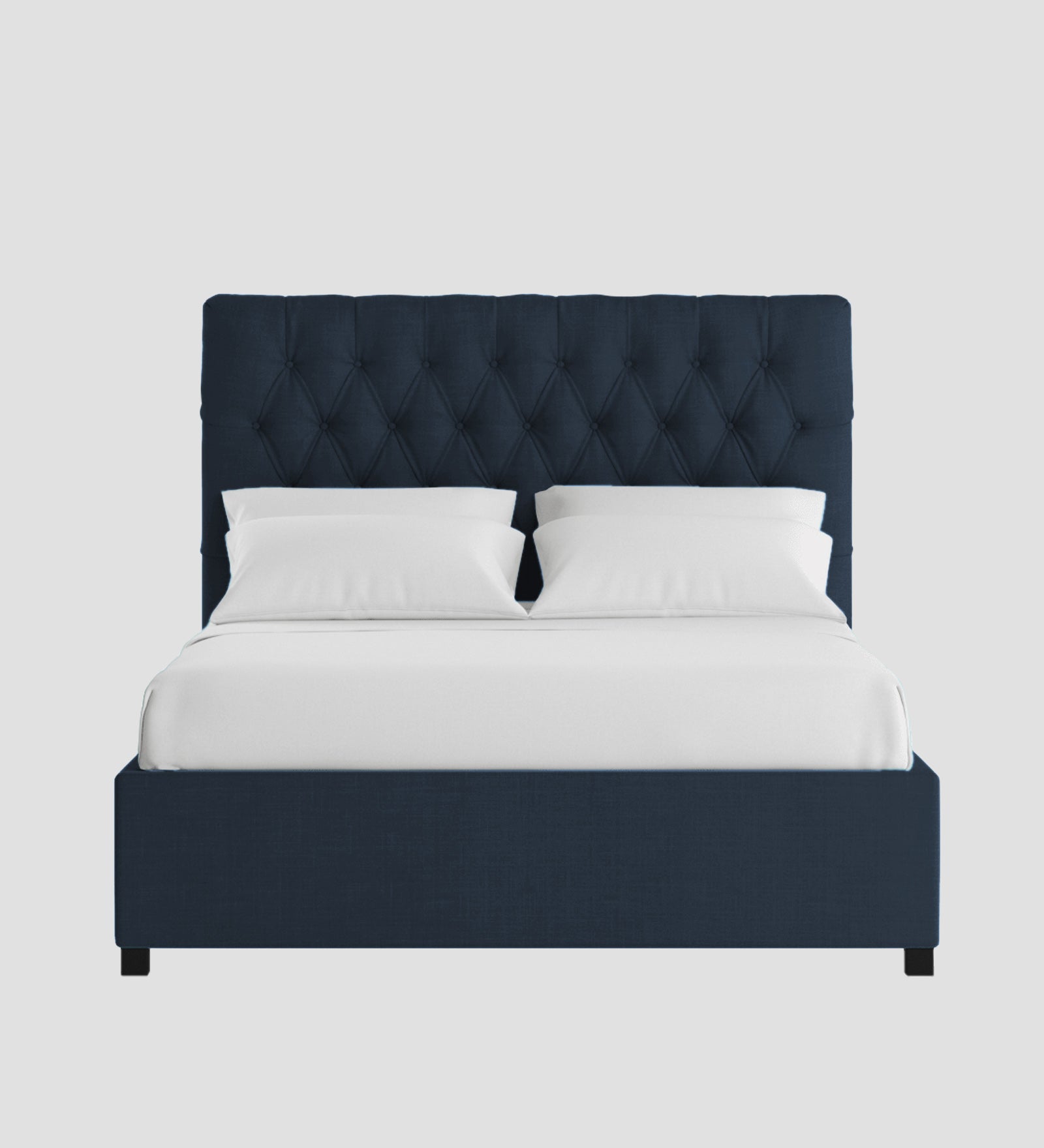 Isko Fabric King Size Bed In Denim Blue Colour With Storage Box - Febonic Living