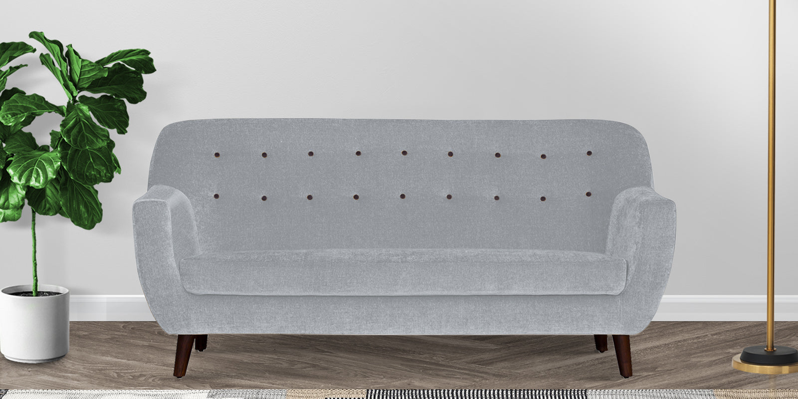 German Fabric 3 Seater Sofa In Coin Grey Colour - Febonic Living