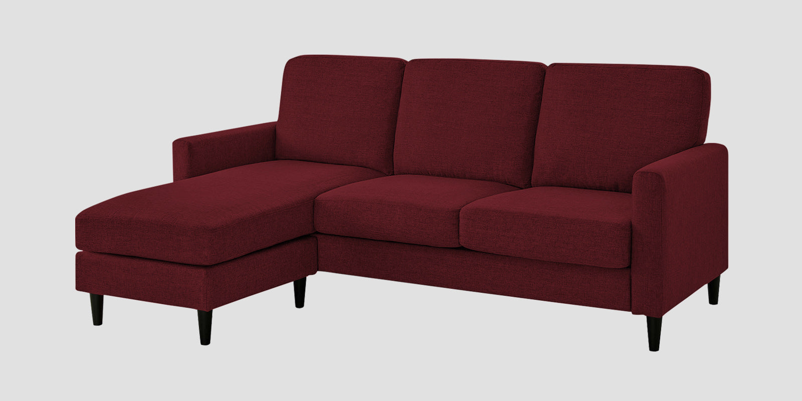 Romie Fabric RHS Sectional Sofa (2+Lounger) In Blood Maroon Colour - Febonic Living
