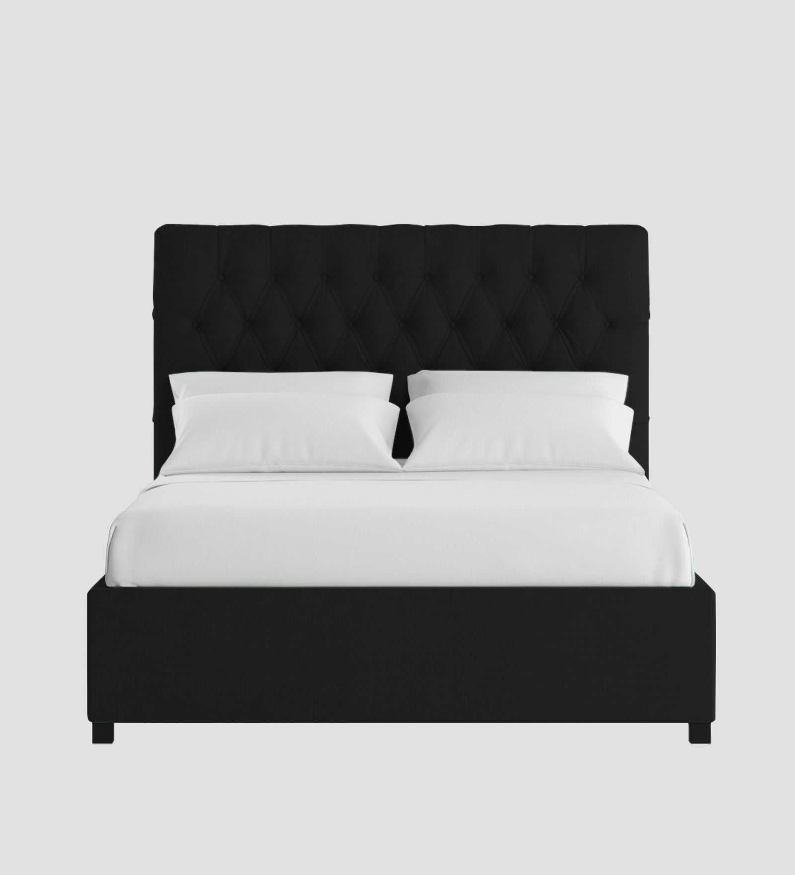 Isko Fabric King Size Bed In Zed Black Colour With Storage Box - Febonic Living