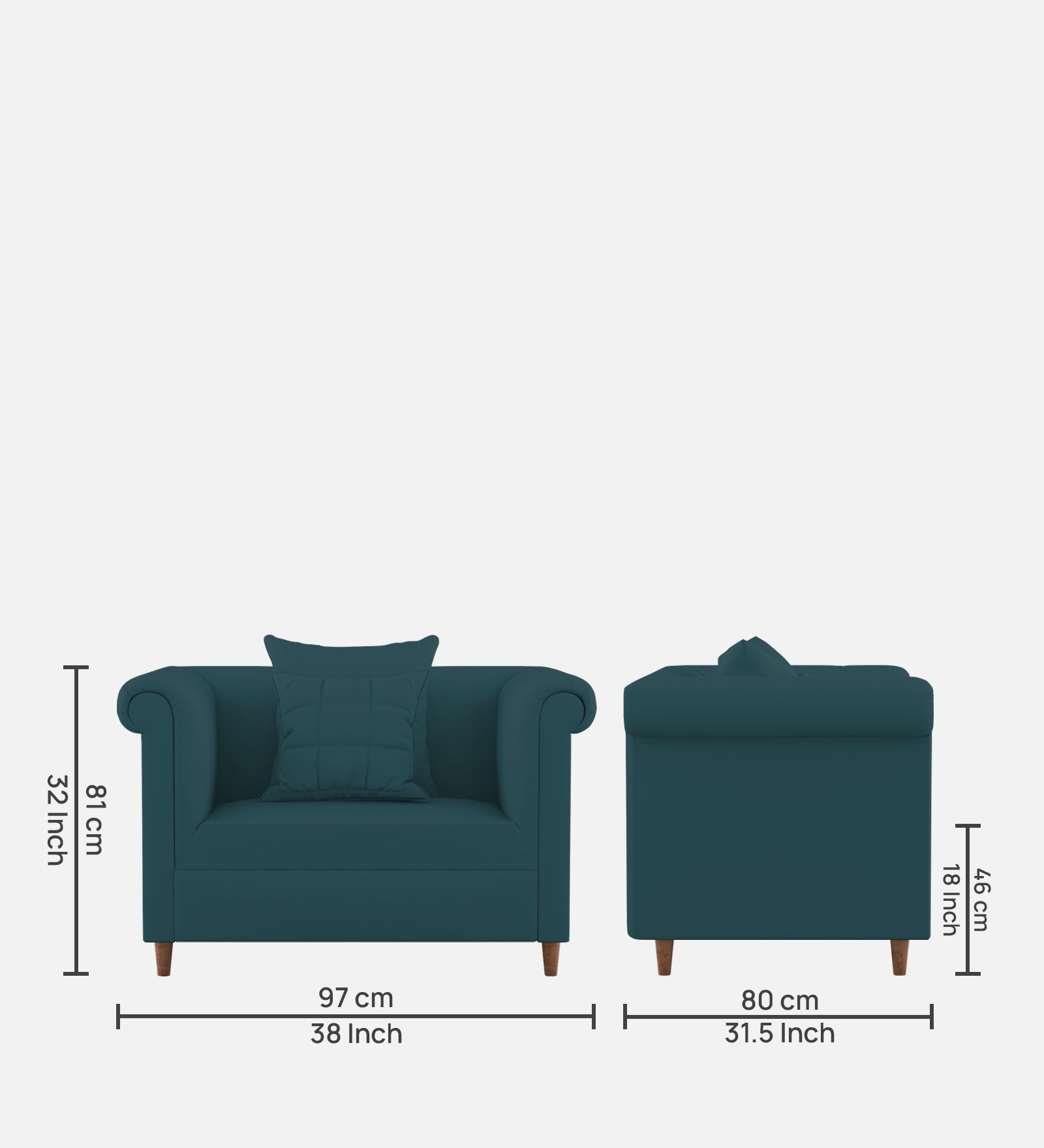 Rubi Velvet 1 Seater Sofa In Arabian Green Colour - Febonic Living